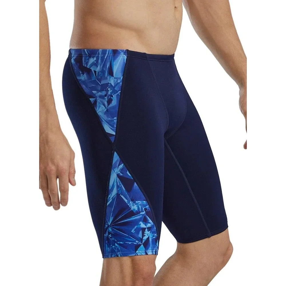 TYR Mens Durafast Jammer Swimsuit Blue Geometric Print Size 36 L New With Tags
